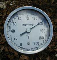 thermometer measuring a 'hot pile'